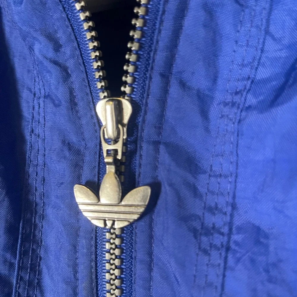 Vintage Adidas Originals Trefoil Hooded Windbreaker Jacket Men's M Blue Black